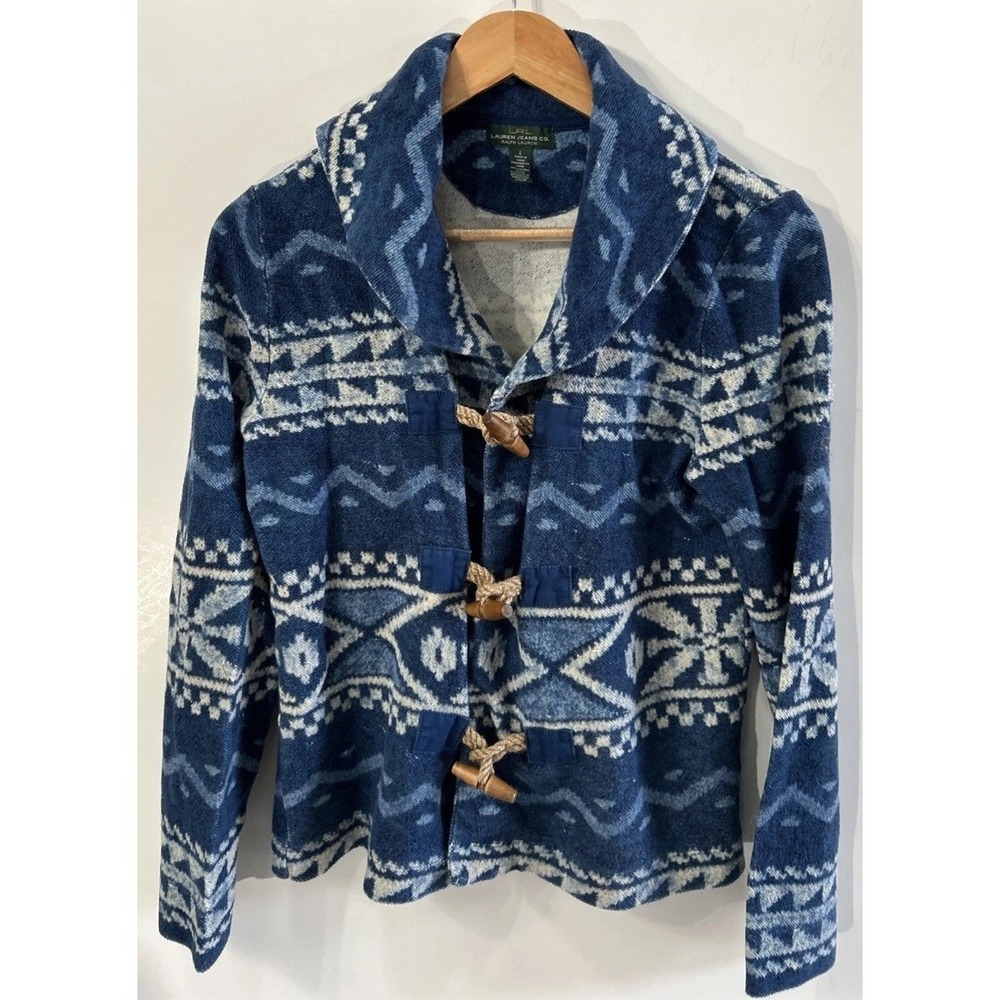 Women's Lauren Ralph Lauren Jeans Co Southwestern Cardigan Large Rope & Toggle